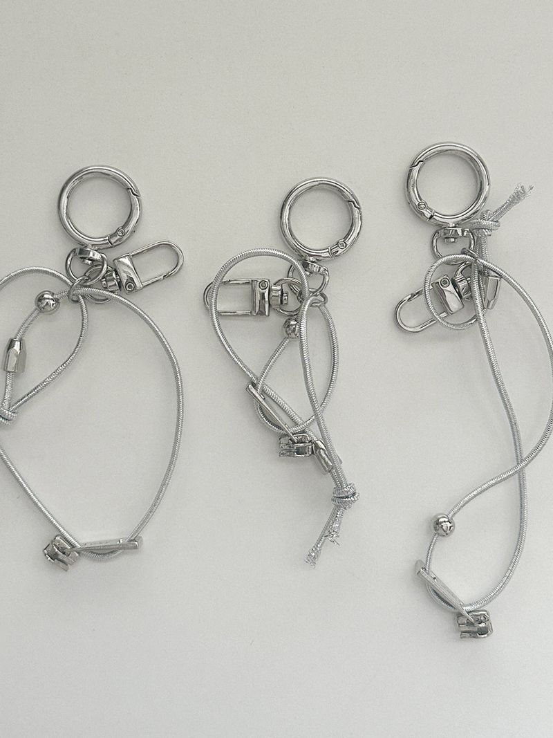 Double Cross Logo Zipper Keyring_Silver