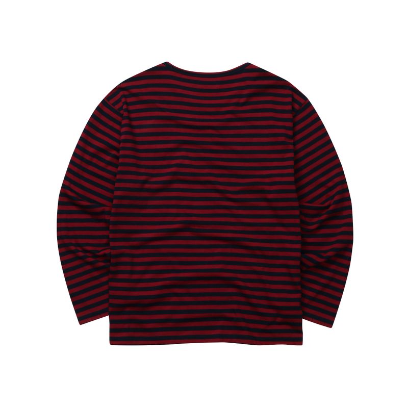 Weekend warrior typography printing stripe long sleeve (Red)