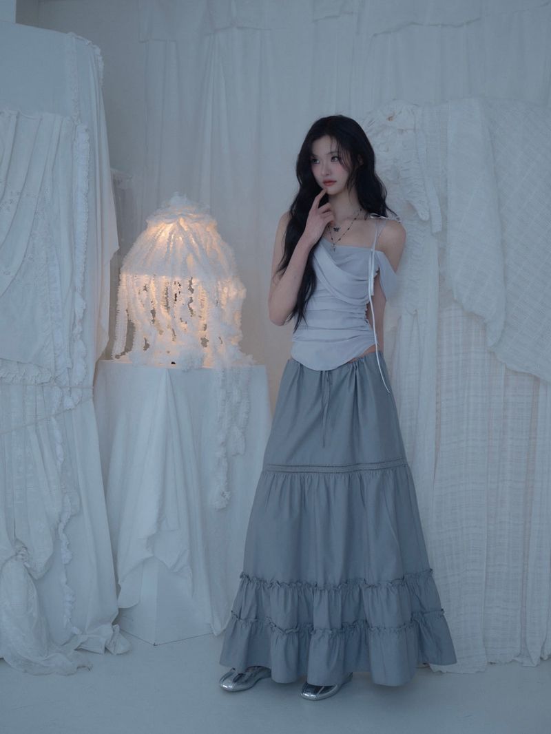 Glow Chiffon Shirred Sleeveless Blouse