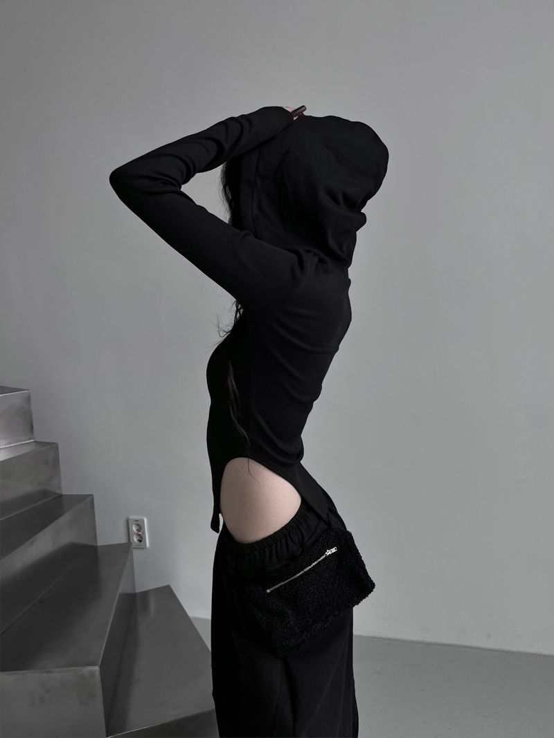 snap arch hooded bodysuit (fleece-lined)