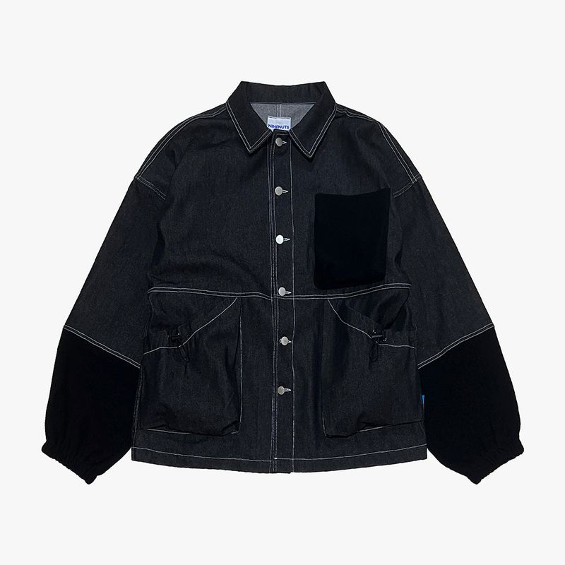 reverse Terry Pocket Denim Jacket_black