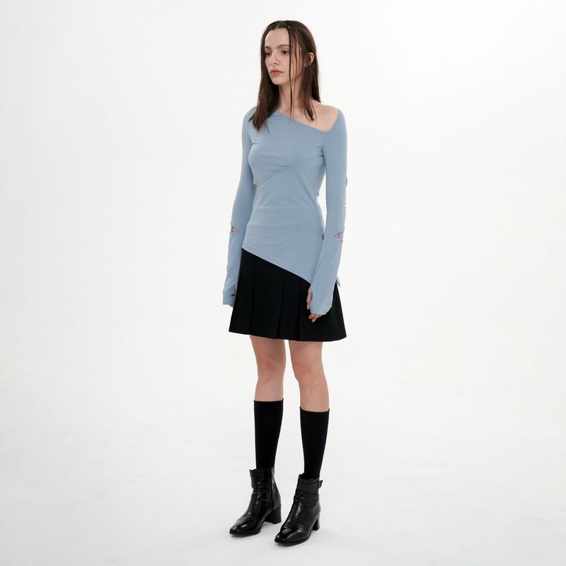 CUTOUT ZIPPER TOP(SKY BLUE)