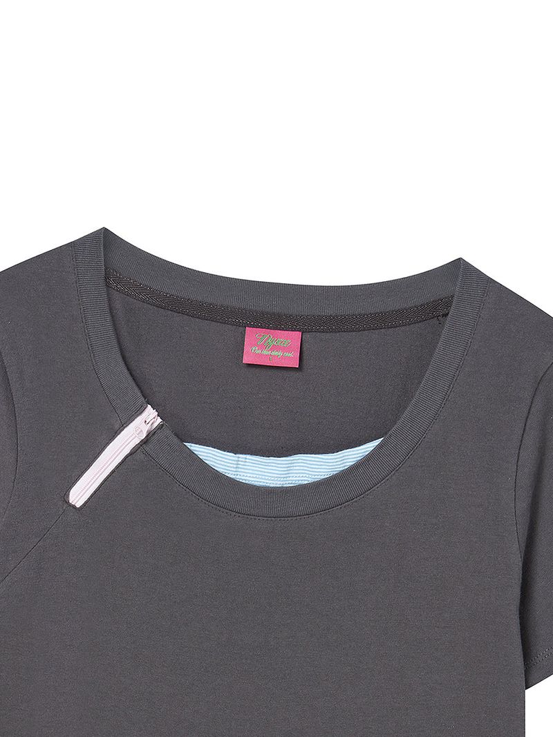 ZIPPER HEART TEE CHARCOAL