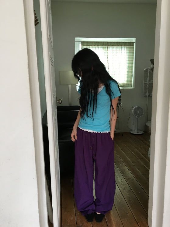 Ritz Wood String Color Nylon Pants