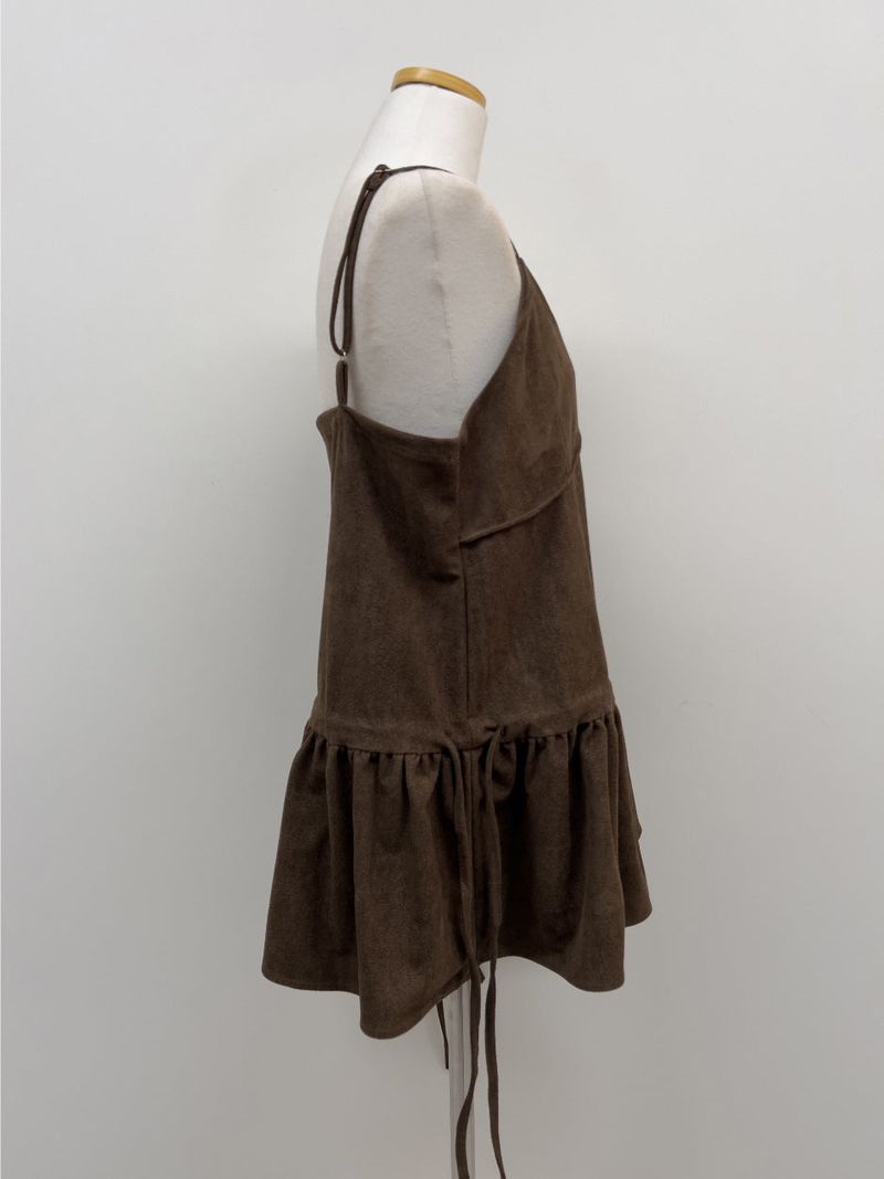 Frilled Suede Bustier