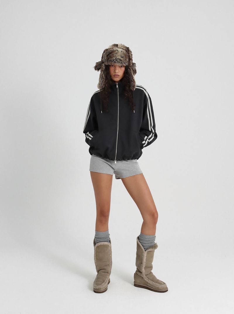 [B-BASIC] Heavy Sweat High Neck Line Zip-up
