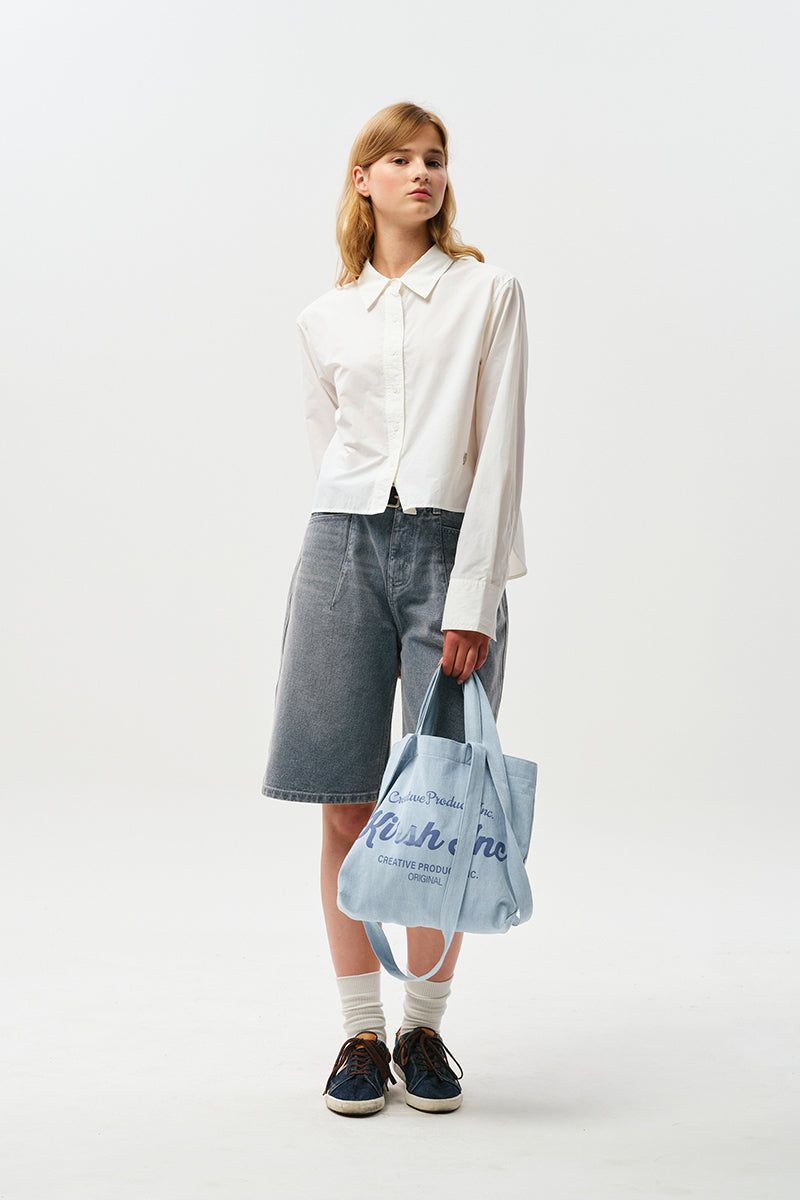 UNI WORDING LOGO DENIM ECO BAG [BLUE]