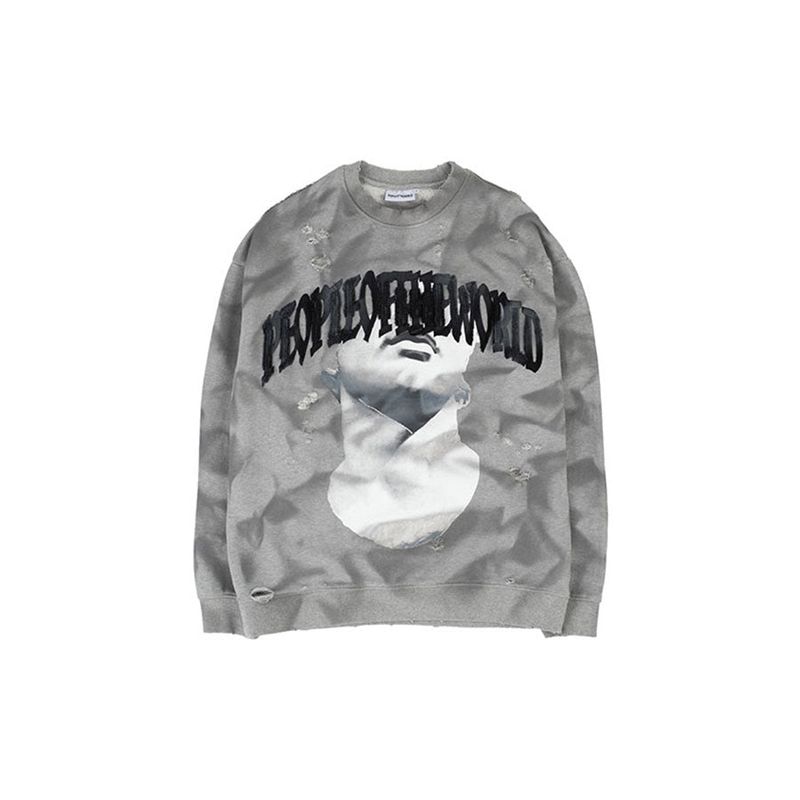 PEOPLEOFTHEWORLD（ピープルオブザワールド）の「Damage Over Sweat Shirt (GRAY)（Tops）」