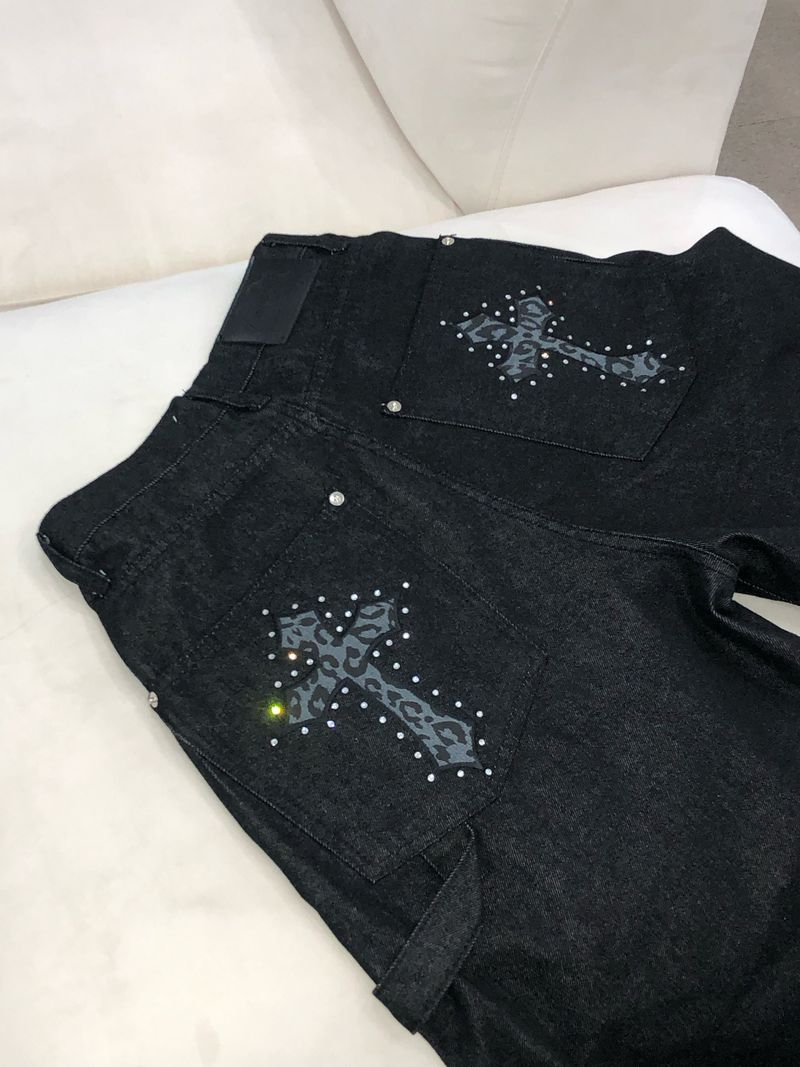 Stud Cross Wide Denim Pants