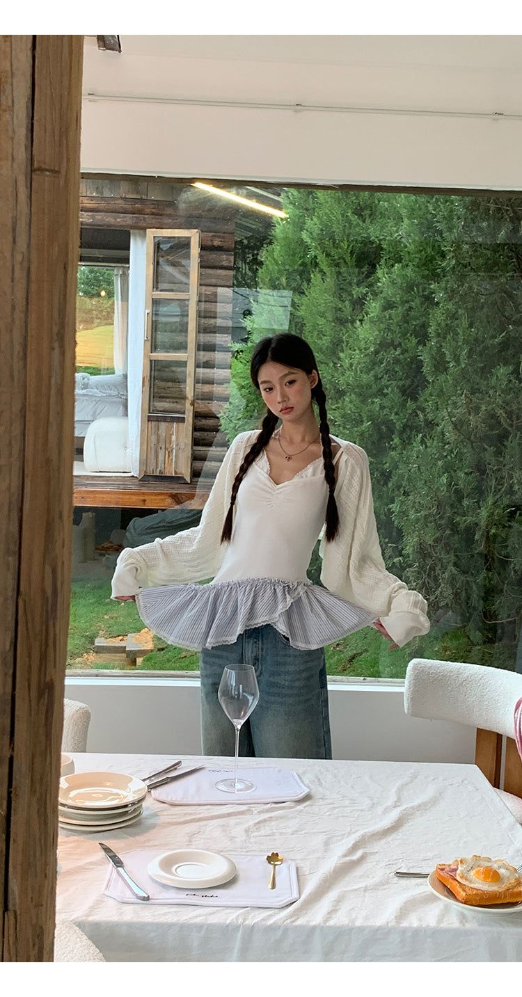 Air conditioner loose fit bolero cardigan