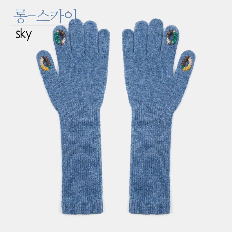 two hole long touch finger gloves 5colors