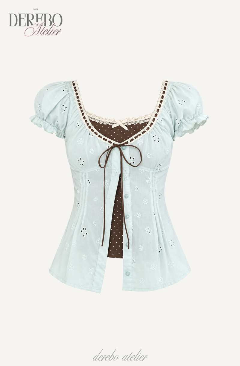 Mint Mocha Eyelet Blouse