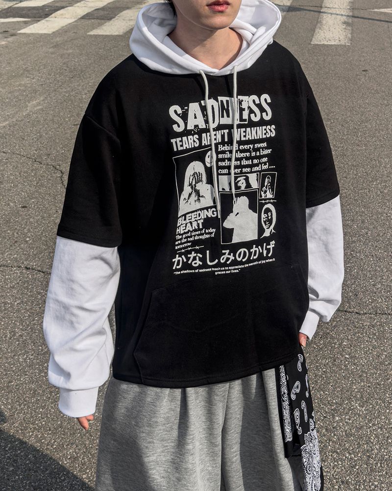 Sad Layered Oversized Hoodie