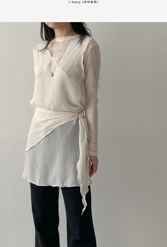 INCHANT ME（インチャントミー）の「[Scarf SET] Bambi Layered See-through Mini One Piece（Dresses）」