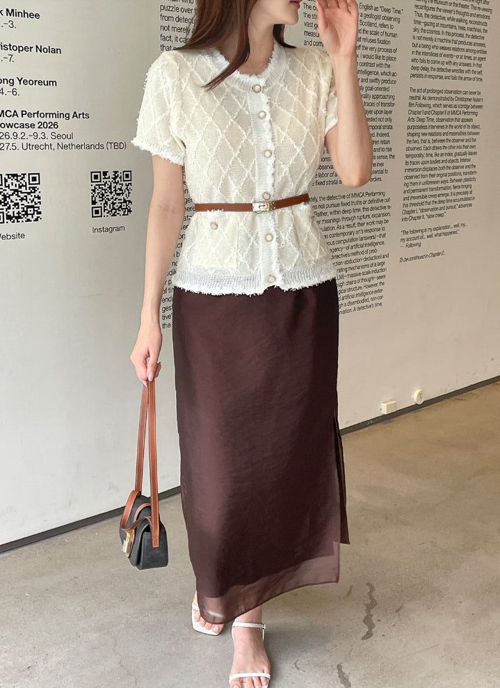 Corinne Layered Chiffon Slit Maxi Long Skirt
