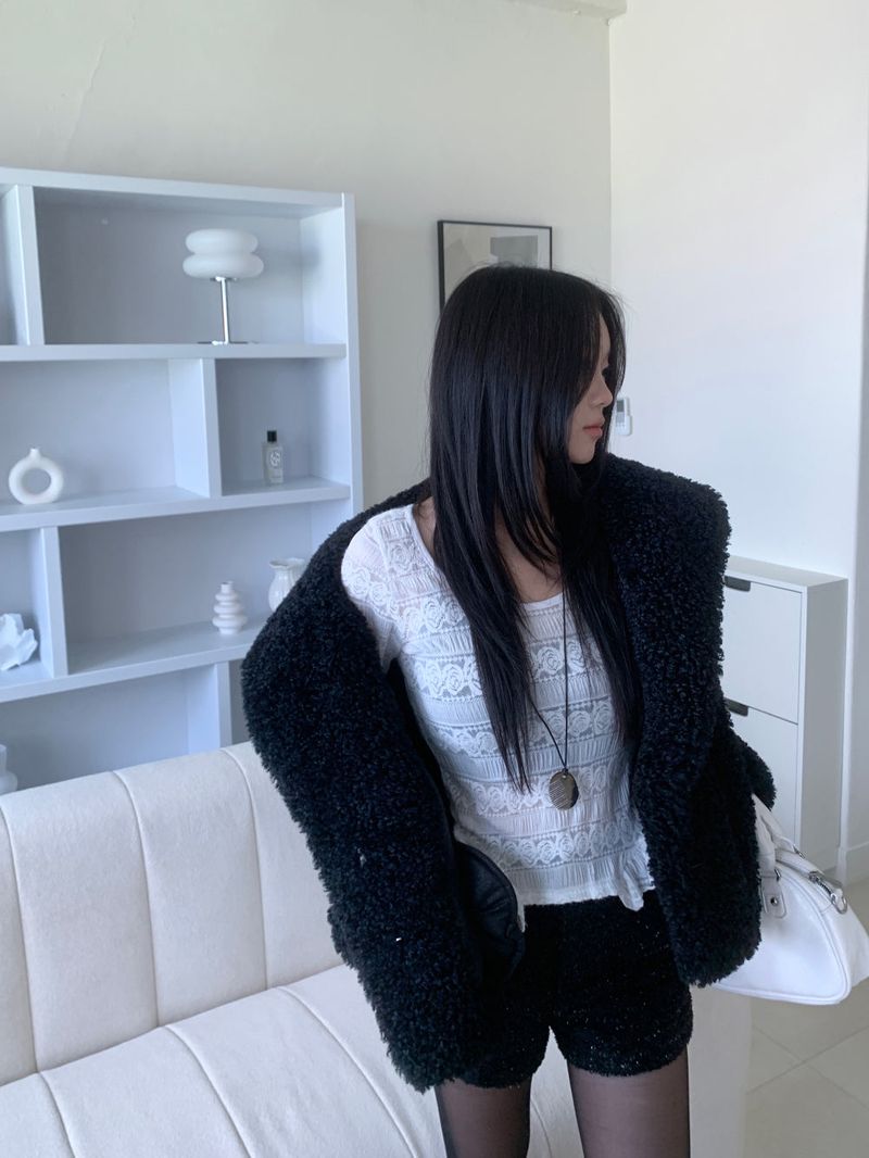 Teddy Hug Fuzzy High Neck Fur Jacket