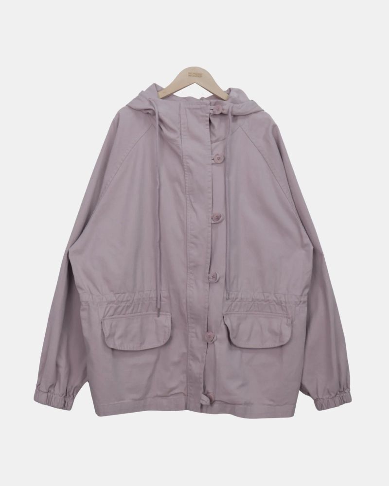 Ike Button High Neck Hooded Field Jacket