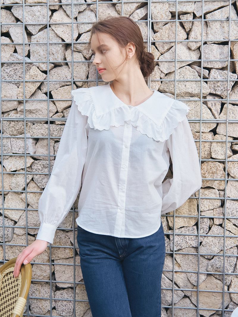 vem.ver（ベムバー）の「SAILOR COLLAR LACE BLOUSE_WHITE（Tops）」