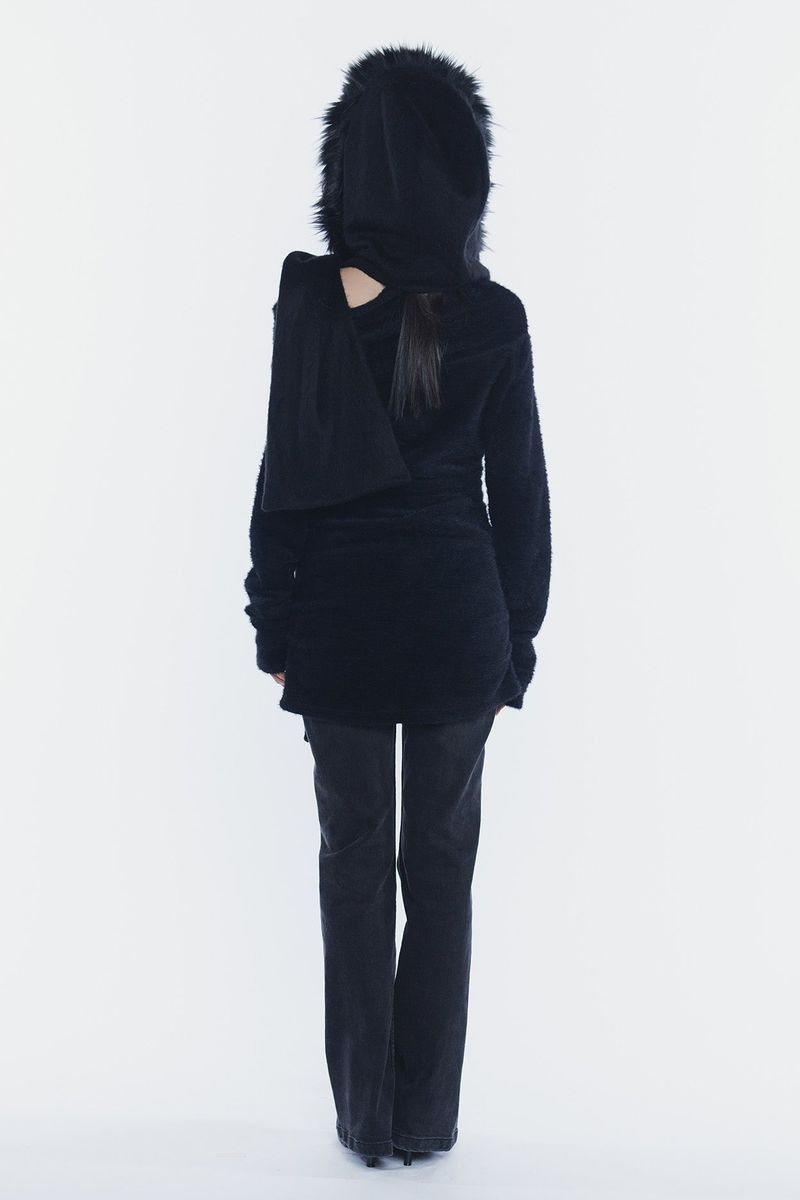 CARRIE HOODED MUFFLER black