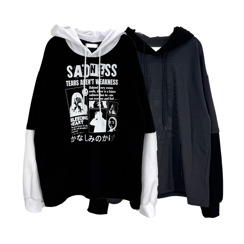 crying layered hoodie