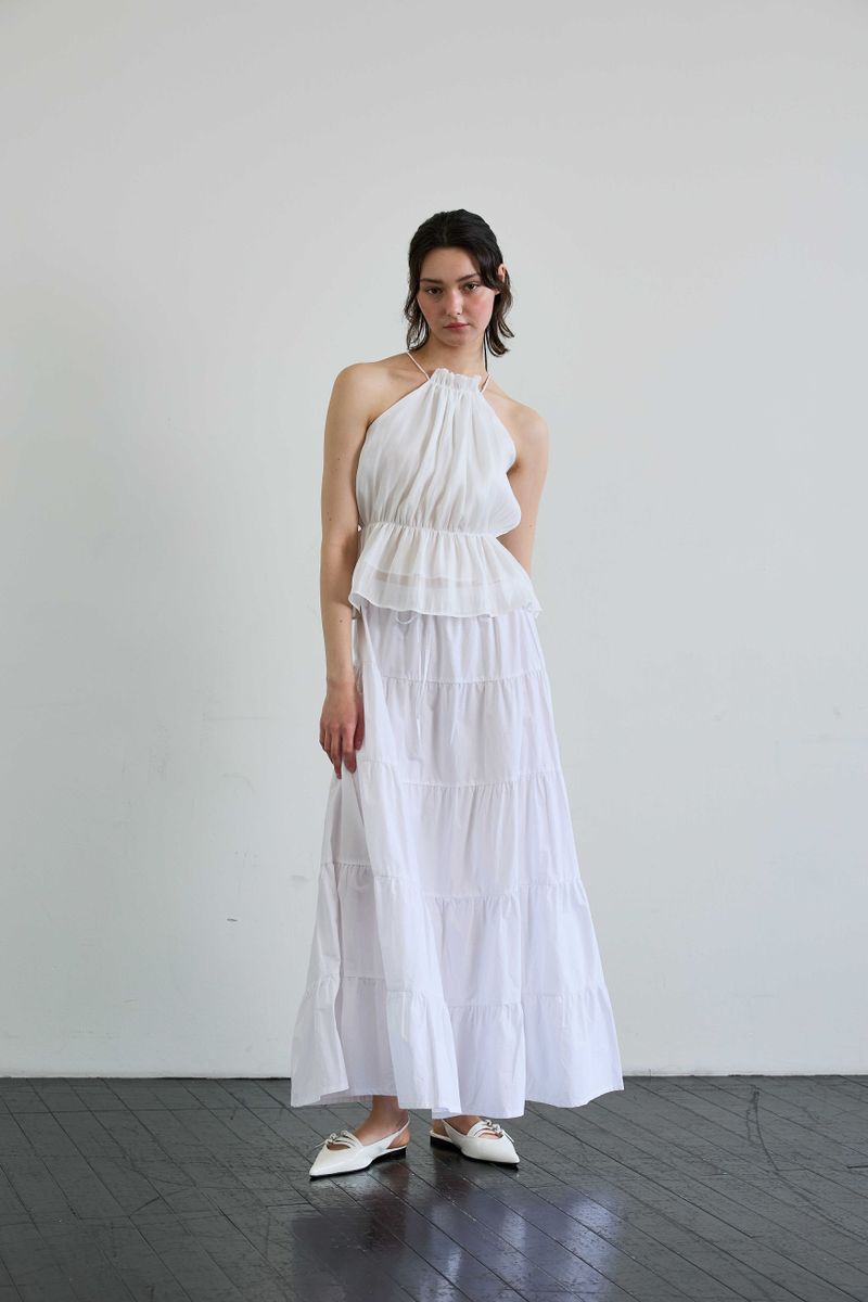 PEARL HALTERNECK TOP / WHITE