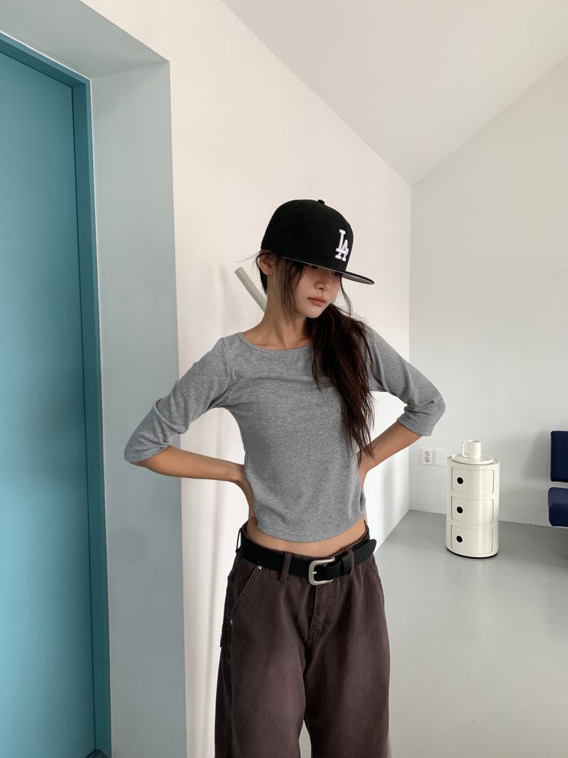 BOAT NECK MID SLEEVE TEE (4C)