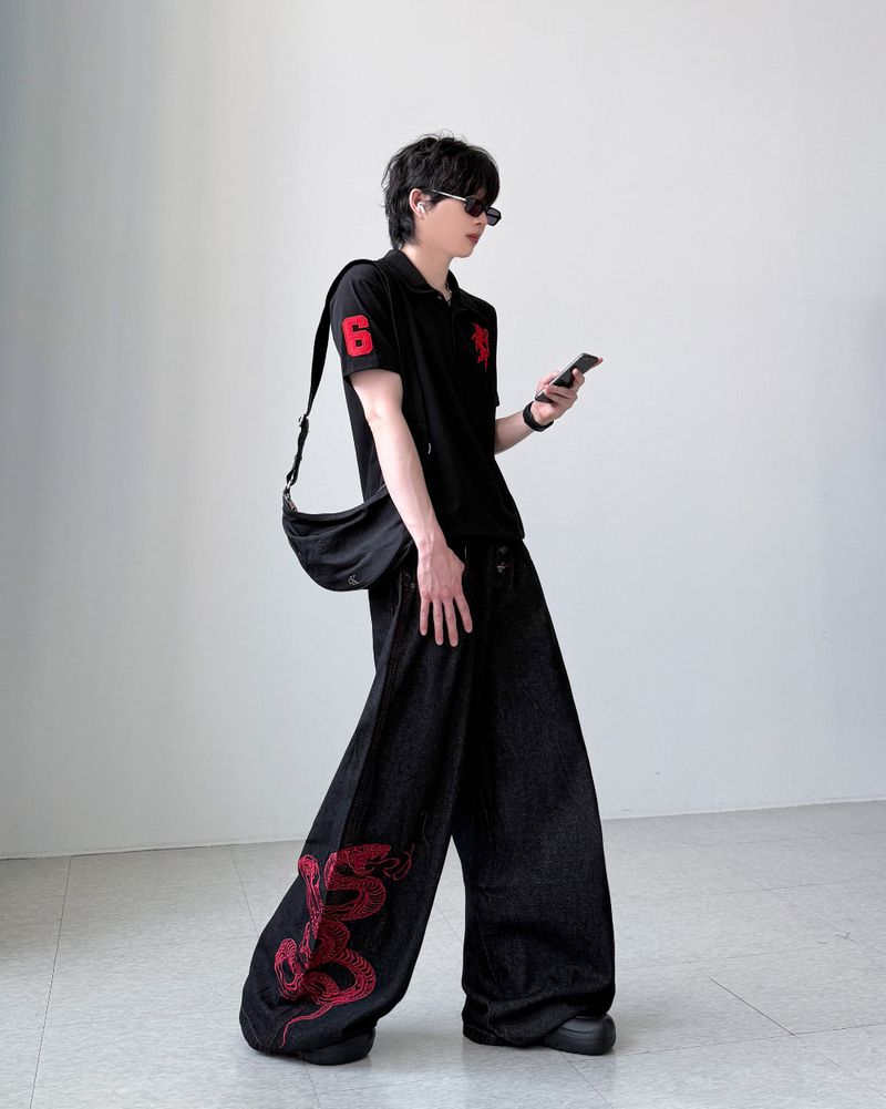 Serpent Black Wide Denim