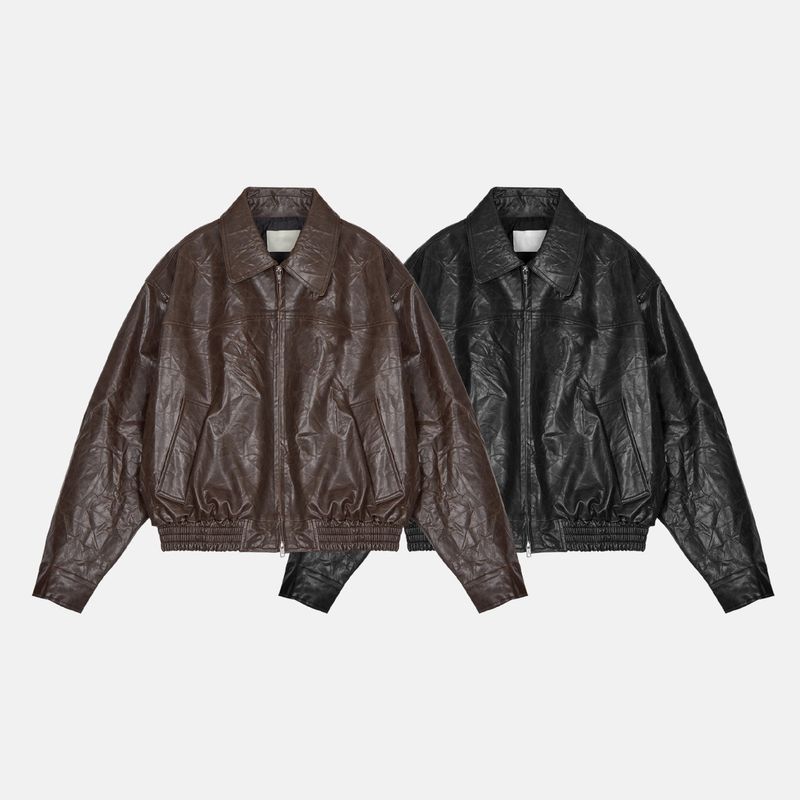 Chelo Wrinkled Leather Jacket (2color)