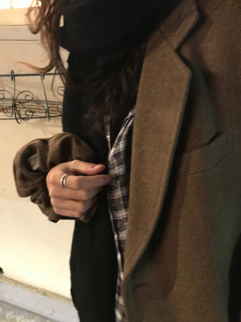 Vintage Hair Ruffle - Vintage brown jacket