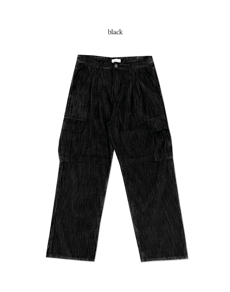 Two tuck washed wide cargo denim