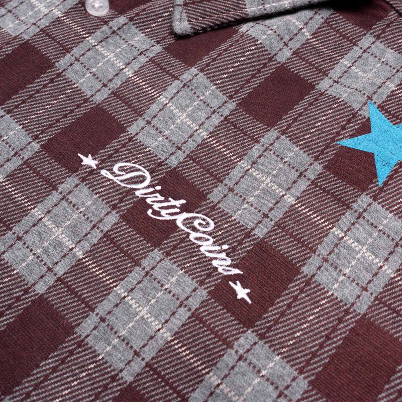 DirtyCoins Bluestar Check Shirt Red