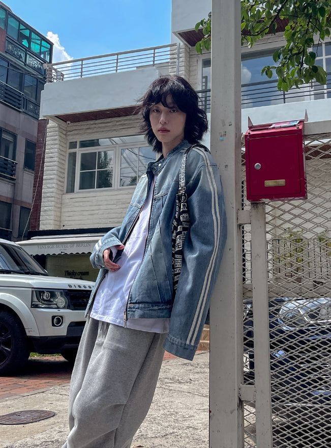 Wings Track Gradient Pinch Denim Jacket
