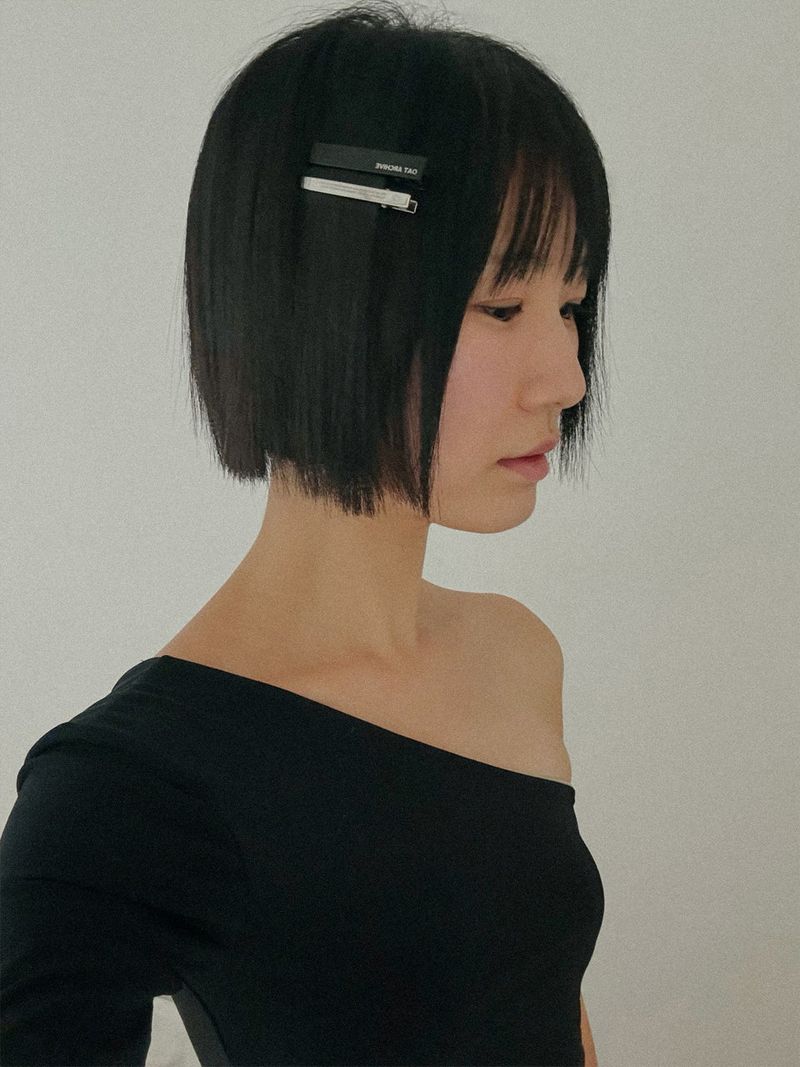 Silver logo hair pin