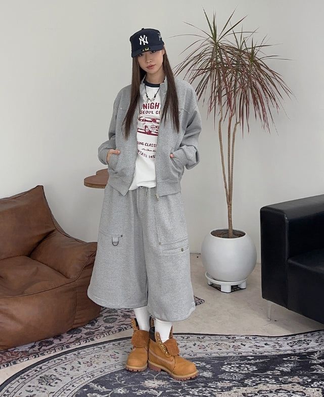 Berop D-ring Crop Zip-up