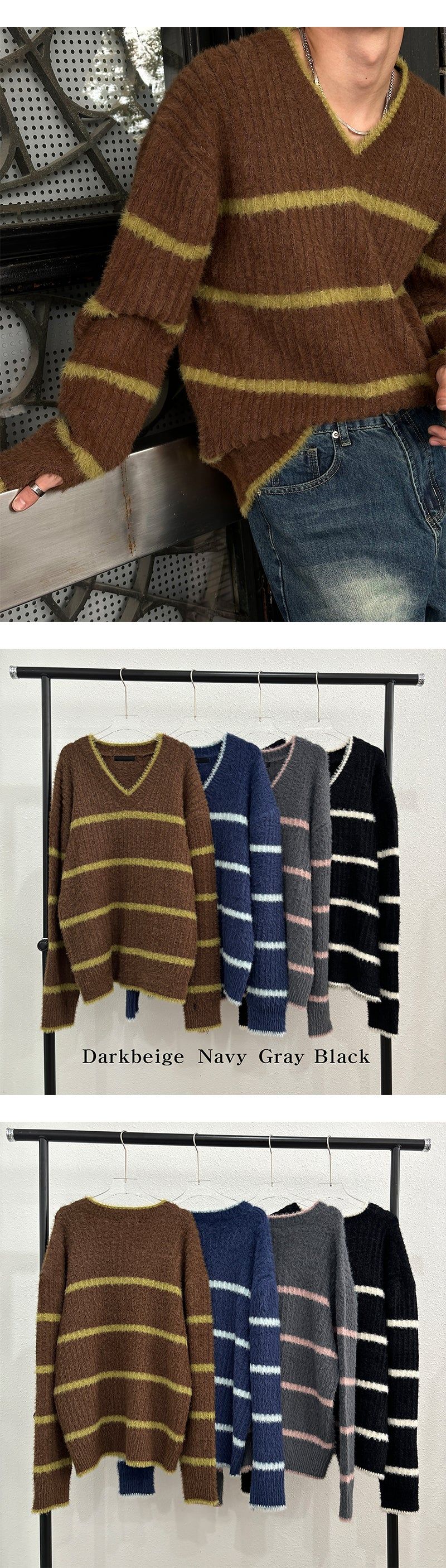   [F/W] Stripe angora warmer knit(4color)