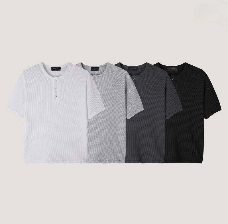 Mineral Grey Button-Neck Tee