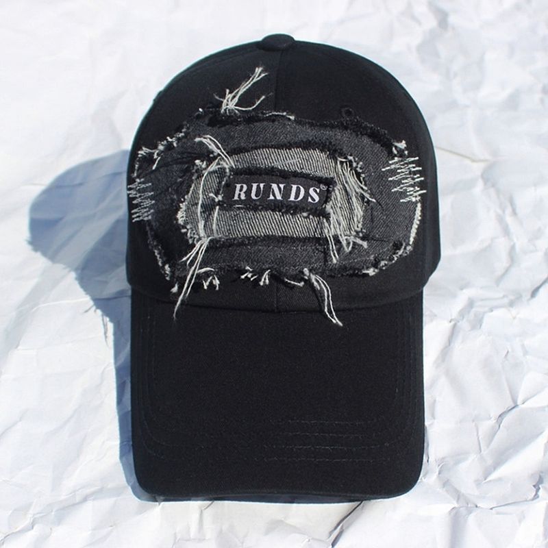 RUNDS（ランド）の「denim patchwork ball cap (washed black)（Hats）」