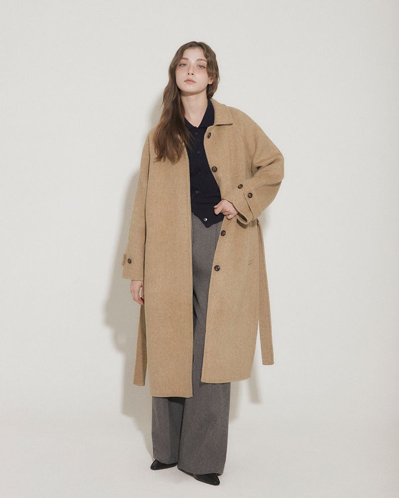 WOOL BALMACAAN COAT [BROWN]