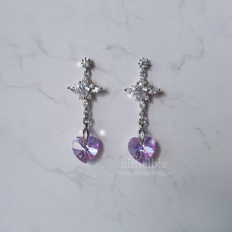 Angelic Heart Crystal Earring - Violet