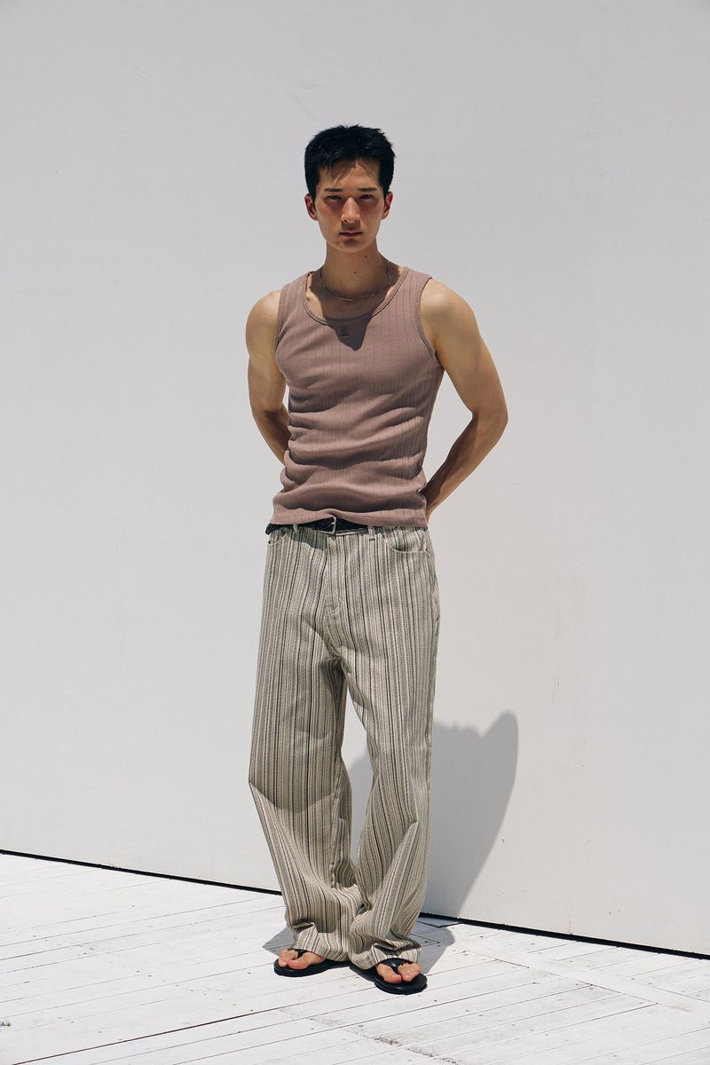 Need stripe wide denim pants(Ivory)