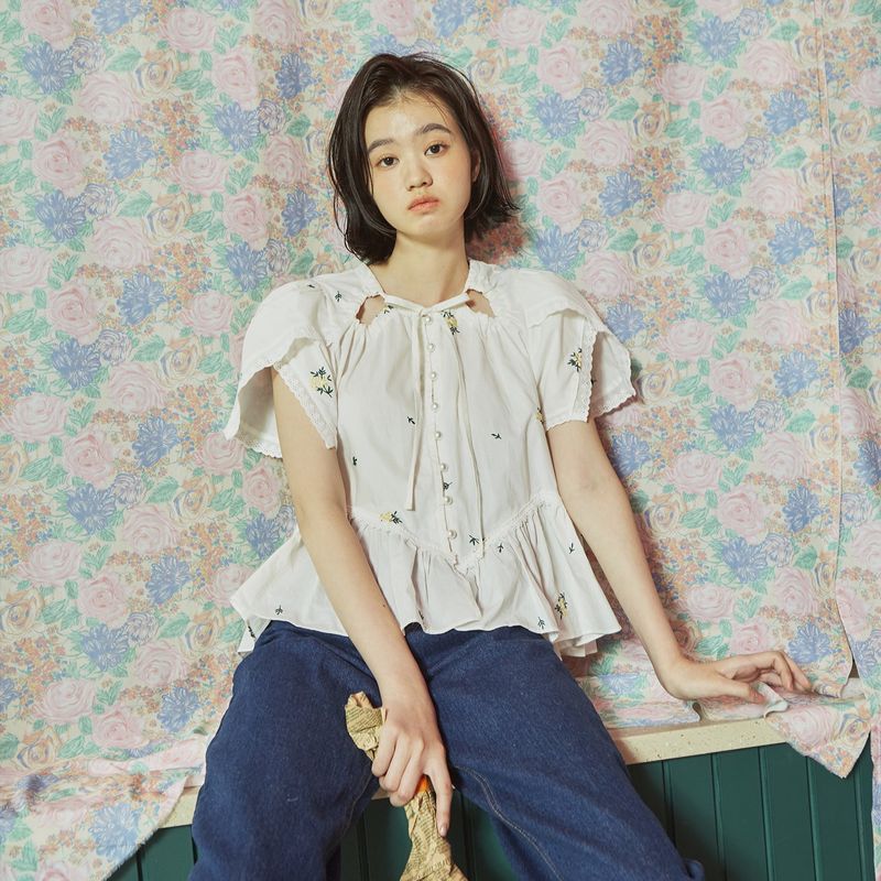 VITALSIGN（バイタルサイン）の「[LINE] Flower Wrap Sleeve Blouse (Ivory)（Tops）」