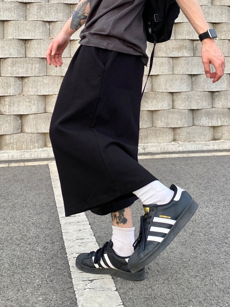 Layer pintuck bermuda wide half pants 2C