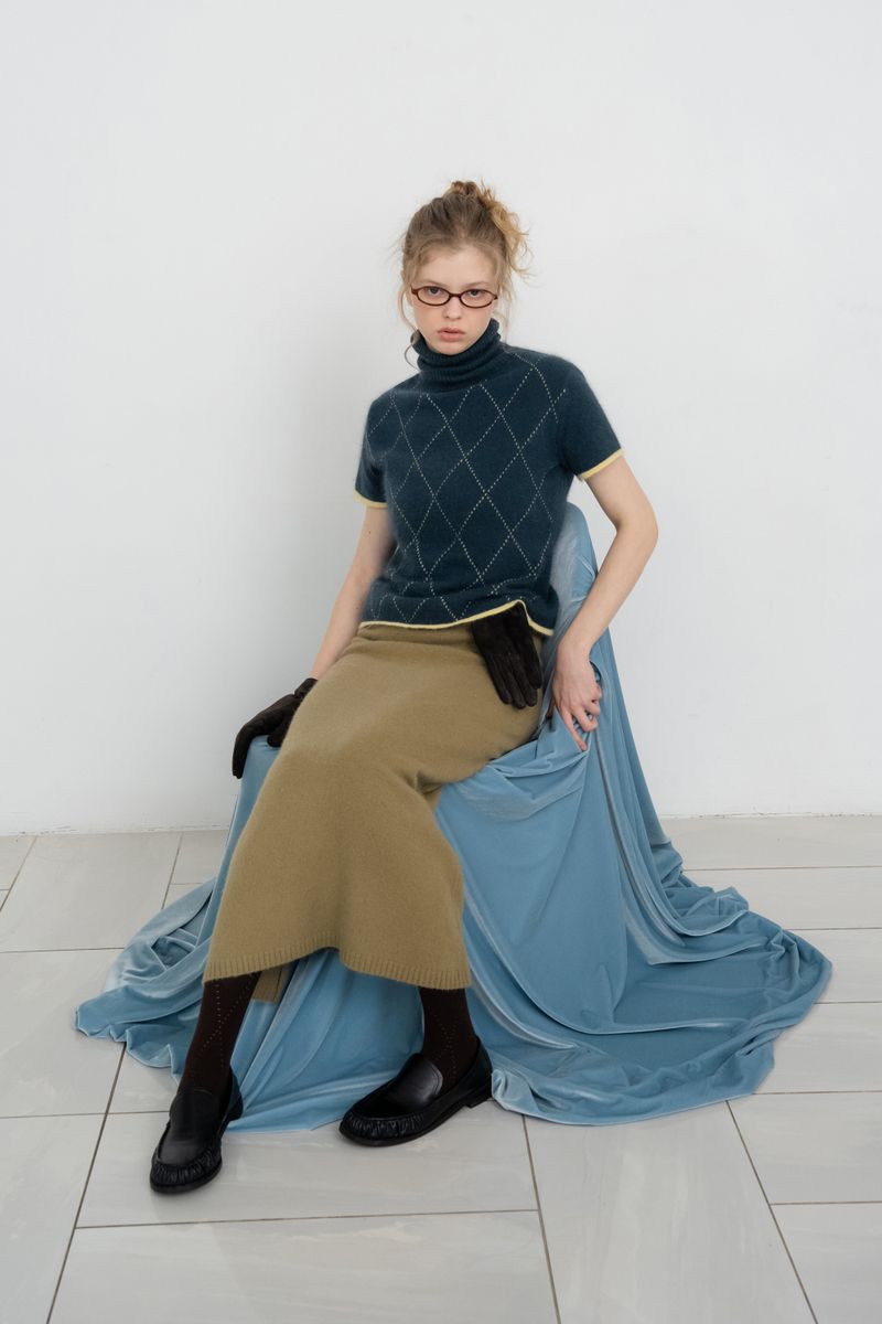 Raccoon knit skirt_olive