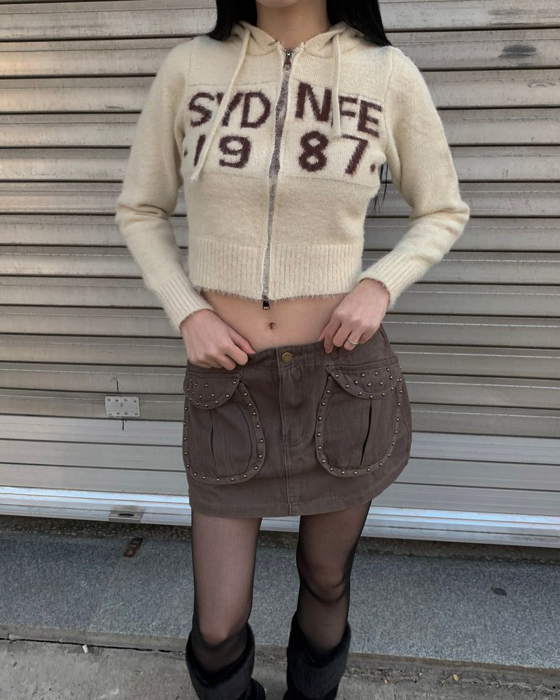 Y2K stud cargo skirt