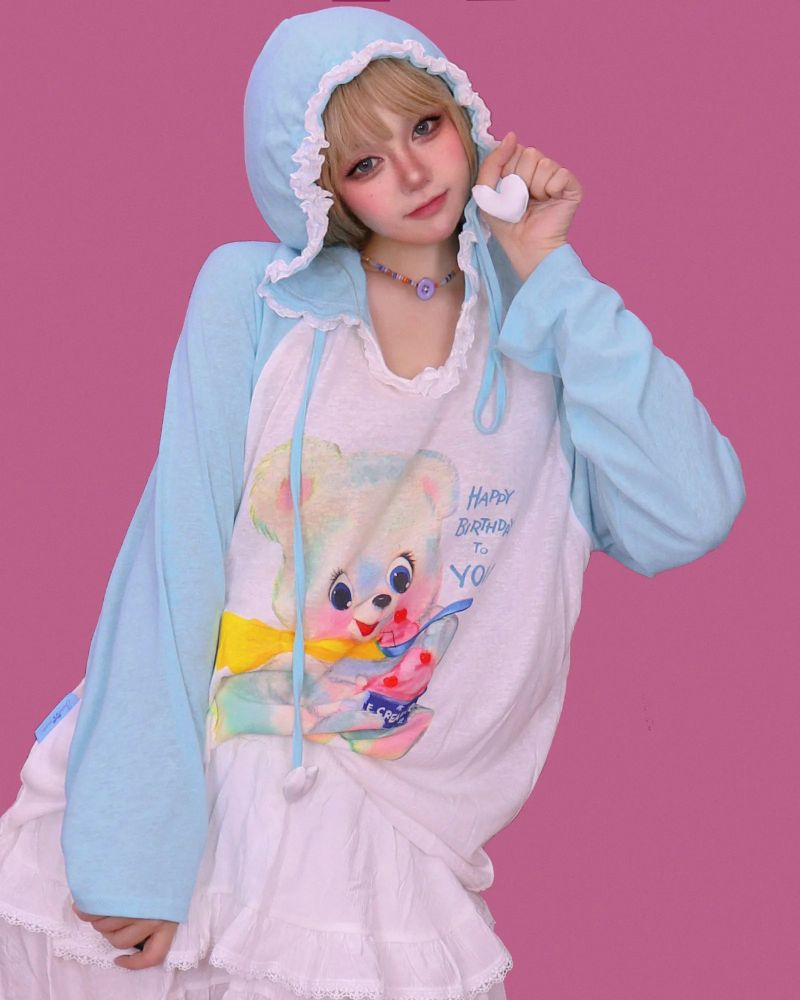 heart pang-♡ bear lace hood