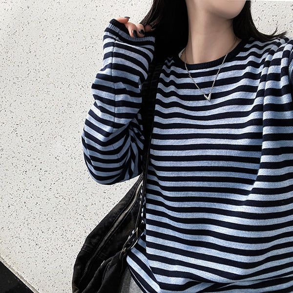 Streaming Basic Long-Sleeved Round Knitwear
