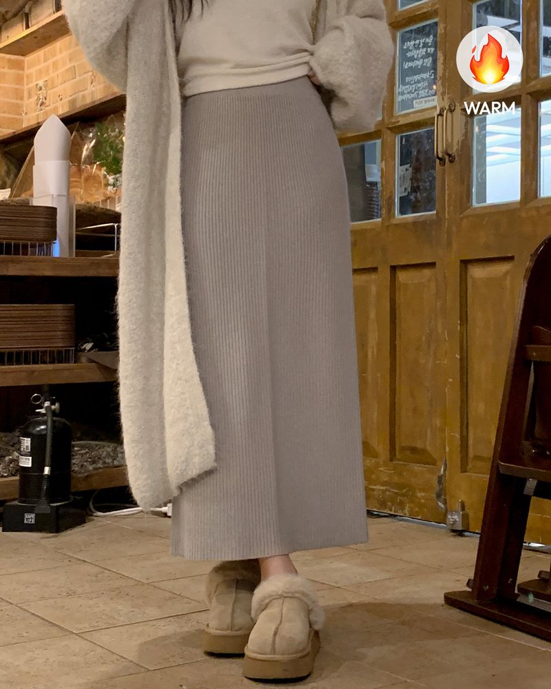 Lonlang Ribbed Knit Long Skirt