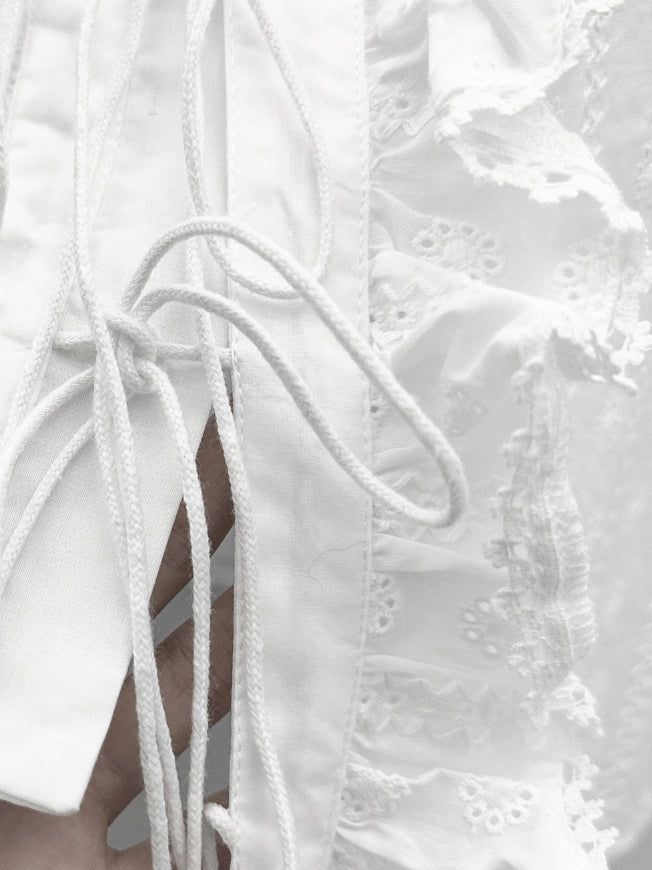 Punched Lace Ruffle Blouse
