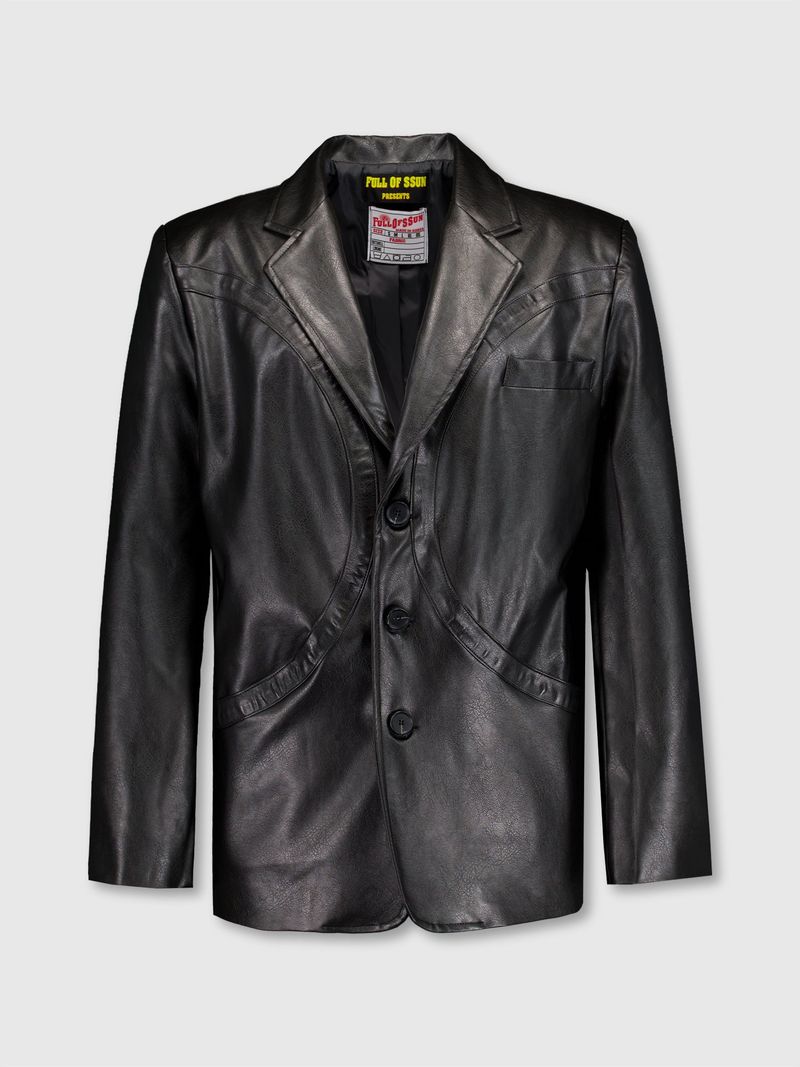 Circle Leather Blazer (Black)