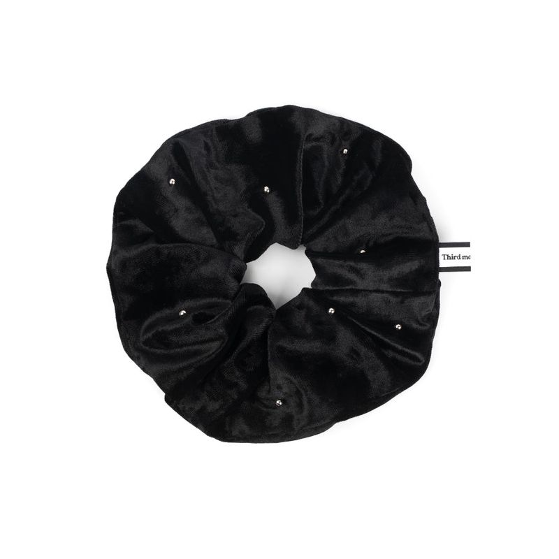 Velvet Dot Scrunchie (Black)